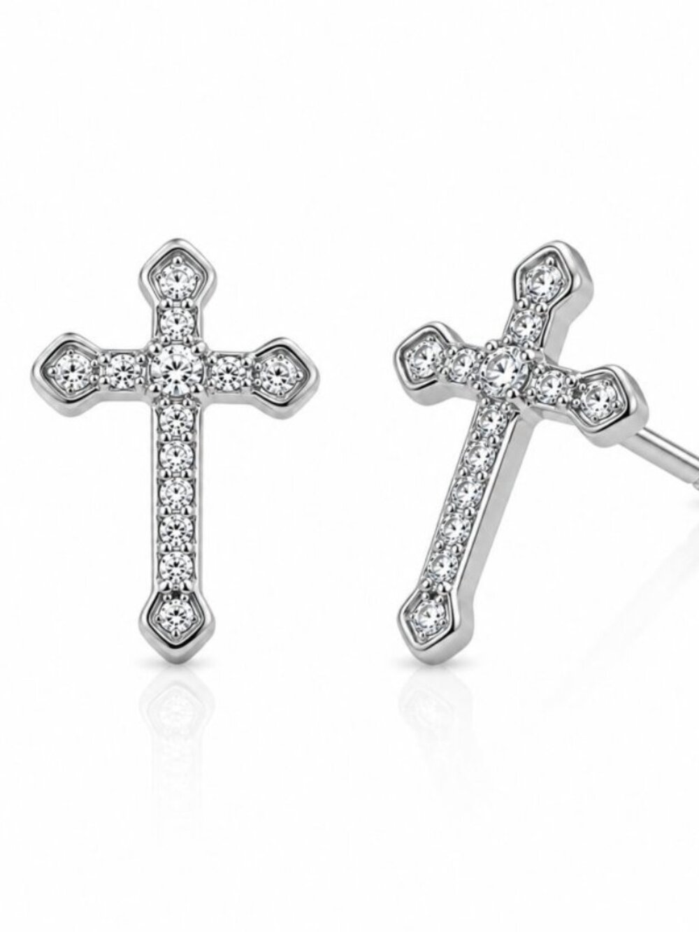 NWT Lola Cross Stud Earrings // Sterling Silver + CZ
